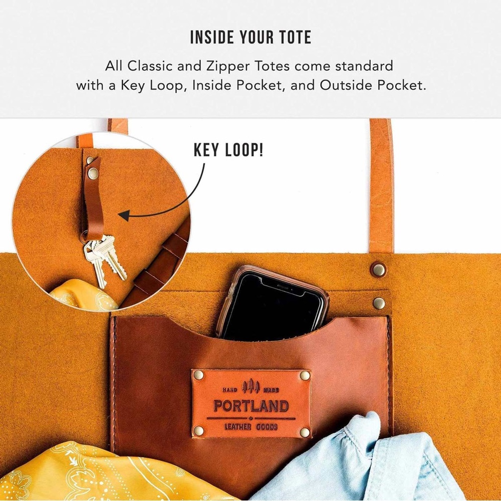 NEW Portland Leather Goods Medium Classic Tote Bag in Sunset Unicorn Color - Picture 14 of 15